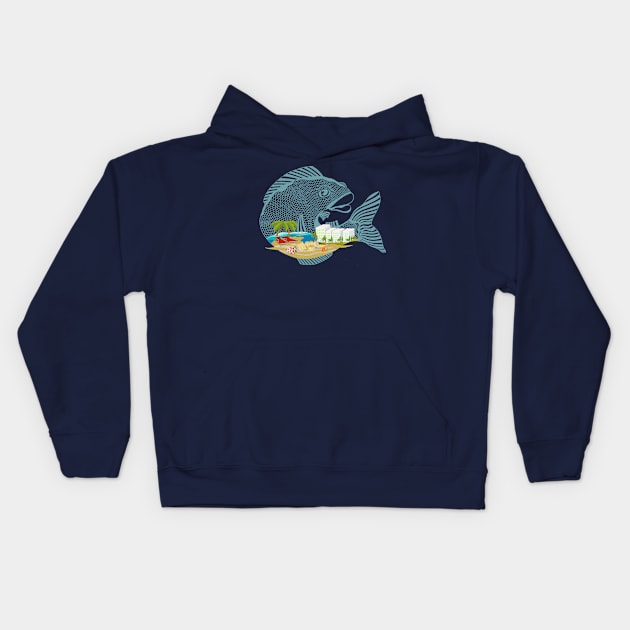 Dry Dream for a Beautiful Fish Kids Hoodie by BullShirtCo